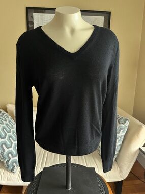 Nili Lotan 100% Cashmere Feron V-Neck Sweater Black